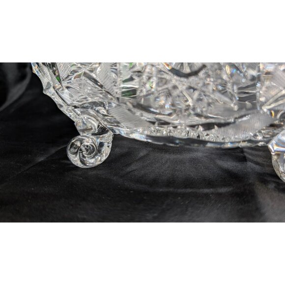 VTG American Brilliant Cut Glass Bowl Oval Footed Prescut Star 13" RARE! - Picture 3 of 11